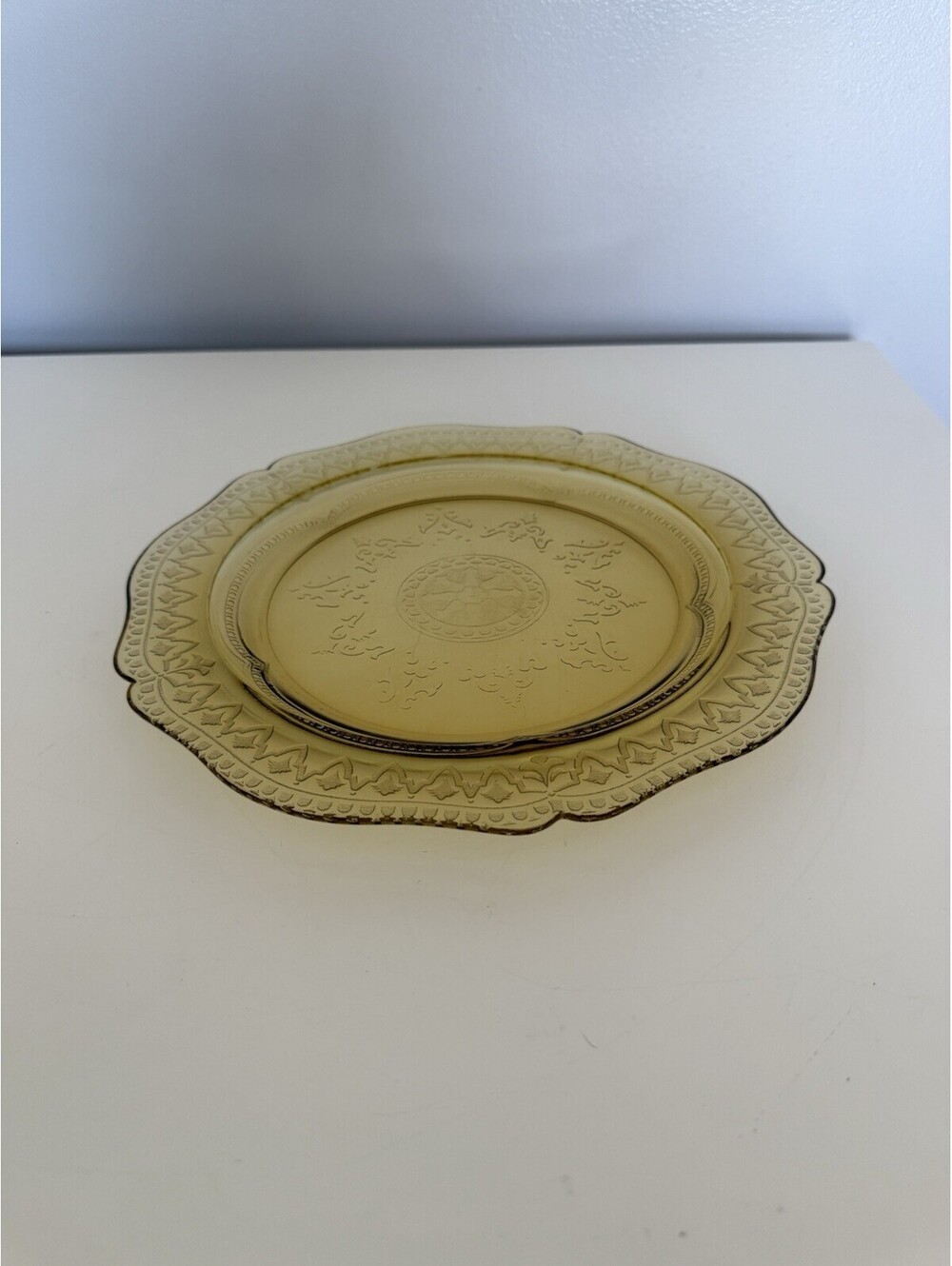 VTG 1930’s Federal Depression Glass Dinner Plate Patrician “Spoke” Yellow 11"